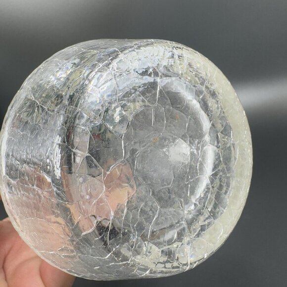 Vintage Tall Art Glass Vase Clear Crackle Glass Vessel Vase With Floral Pattern - Picture 10 of 14